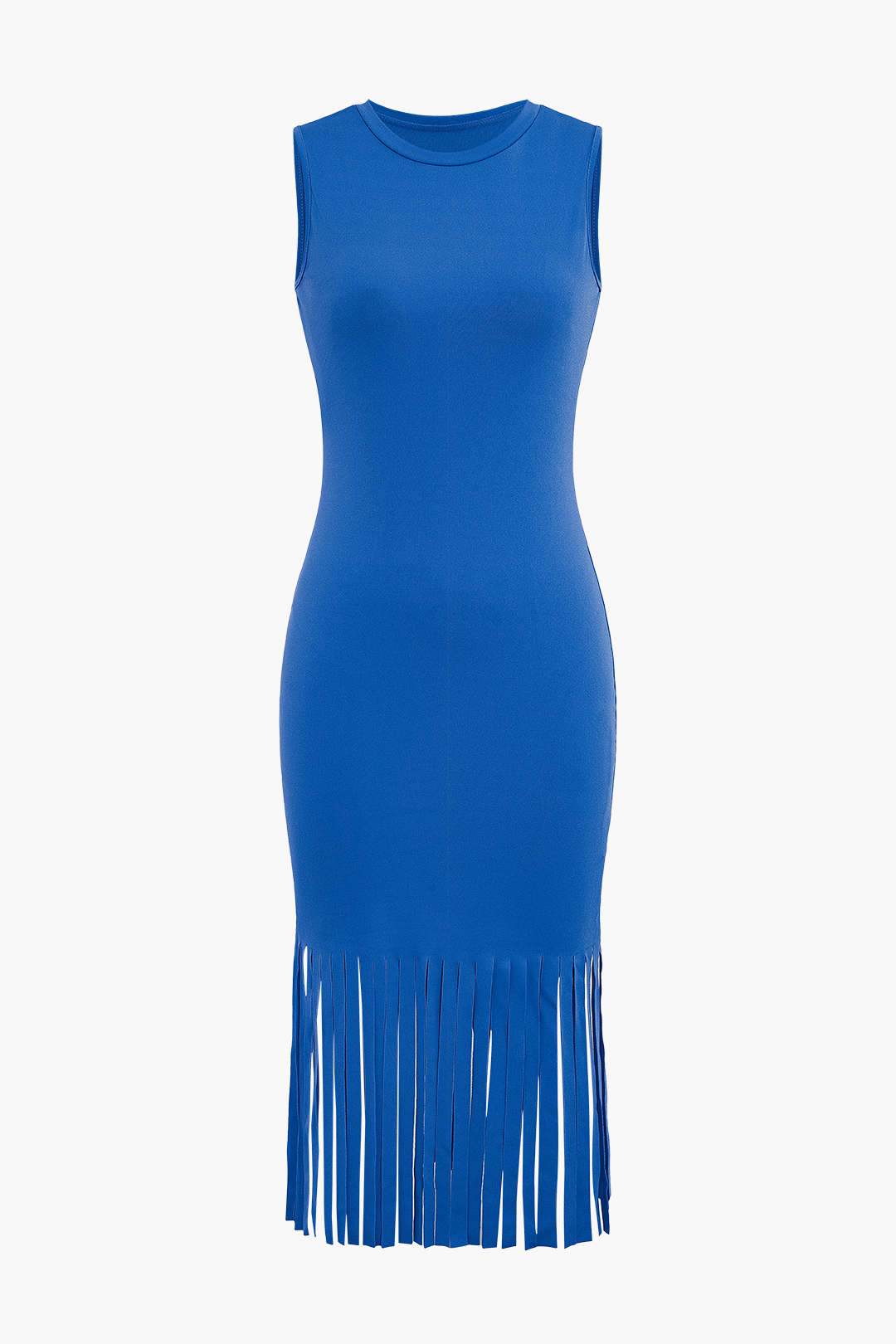 Fringe Hem Sleeveless Midi Dress