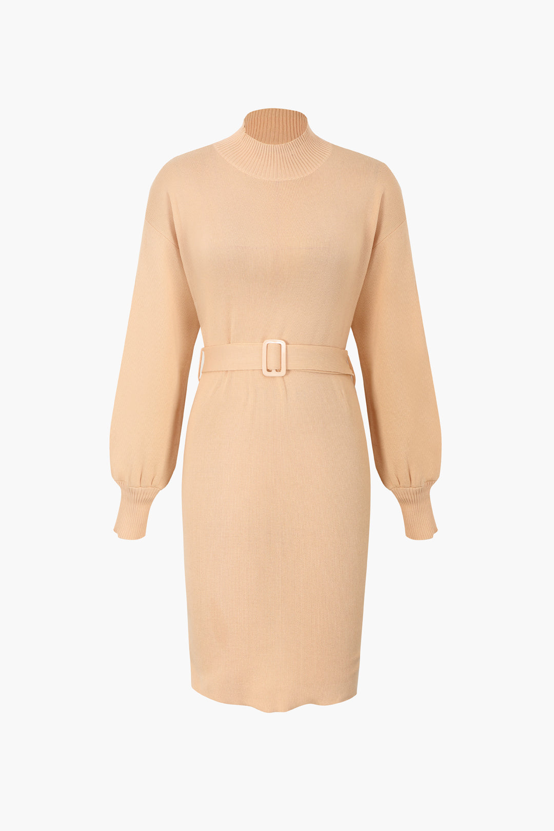 Balloon Sleeve Belted Sweater Dress