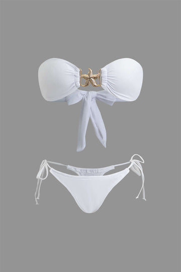 Starfish Decor Bandeau Tie Bikini Set