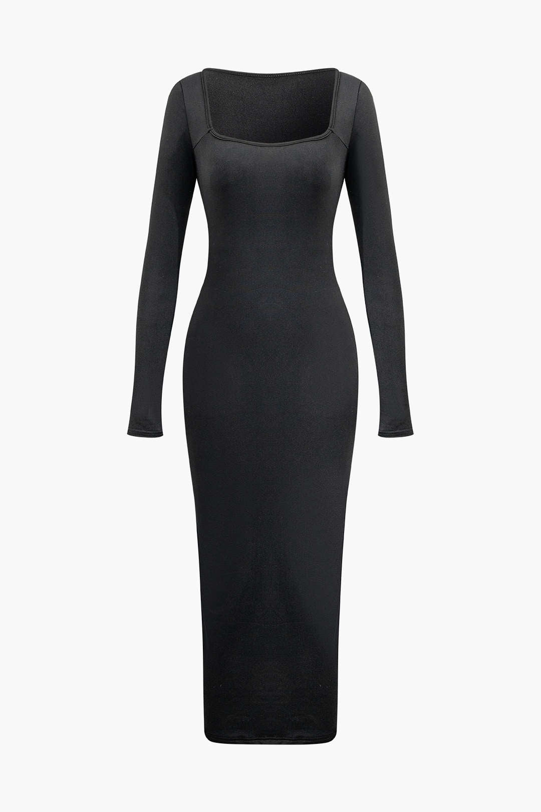 Solid Square Neck Midi Dress