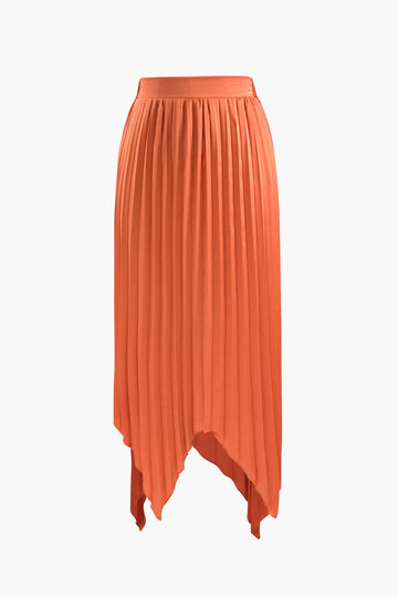 Knot Front Tube Top And Asymmetric Pleated Skirt Set