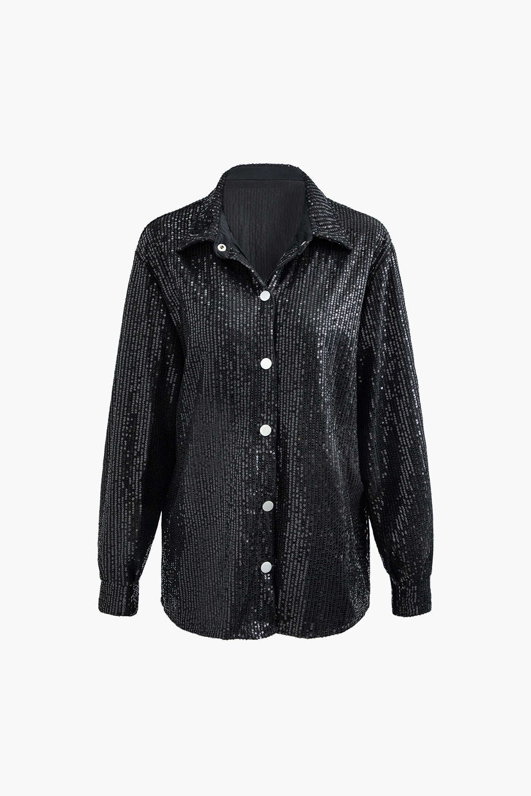 Sequin Button Up Long Sleeve Shirt