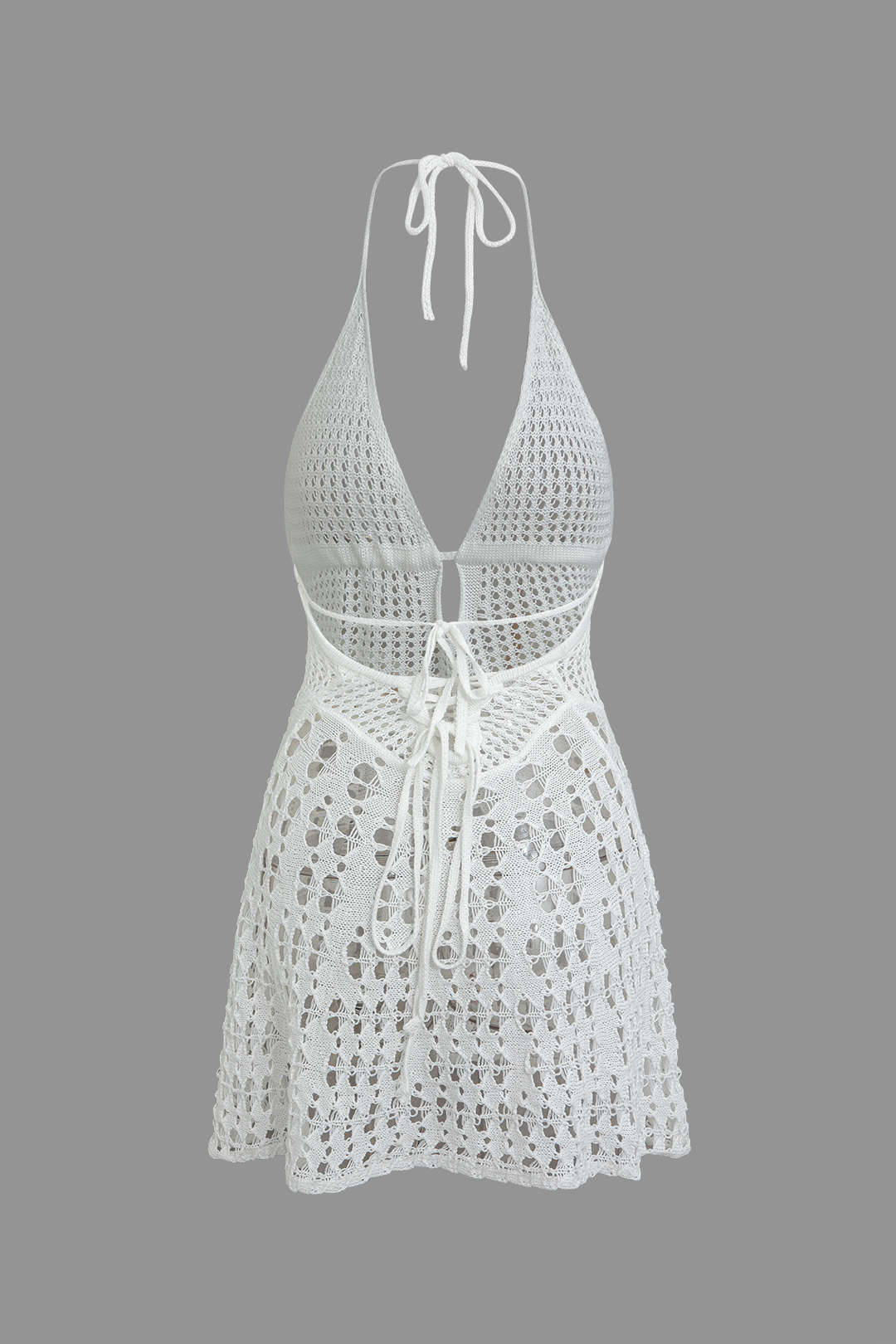 Crochet Halter Backless Knit Mini Dress