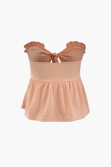 Frill Trim Knot Front Tube Top