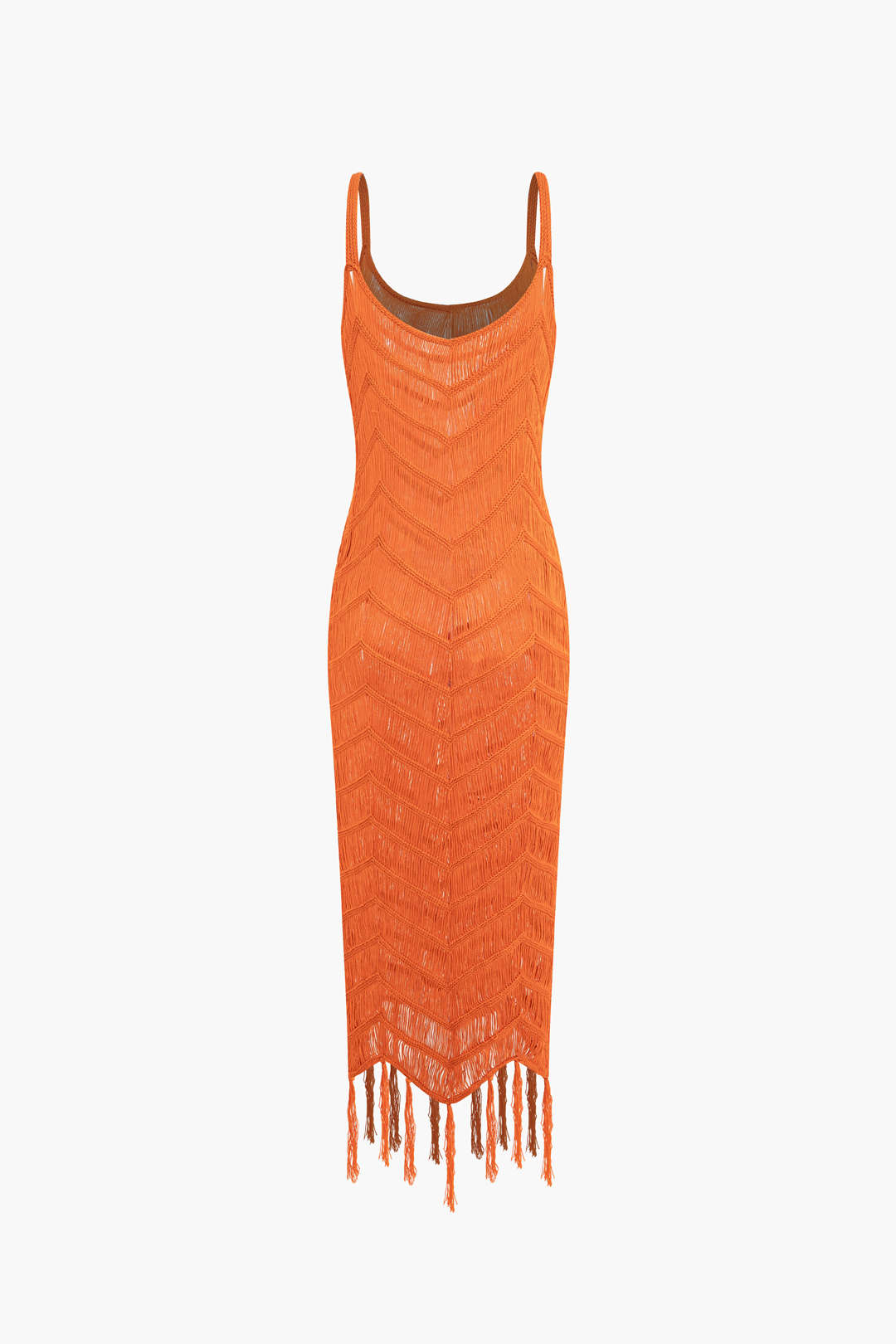 Fringe Hem Slip Knit Maxi Dress