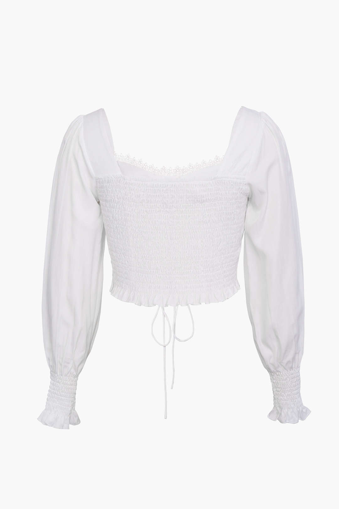 Lace Frills Tie Front Long Sleeve Top