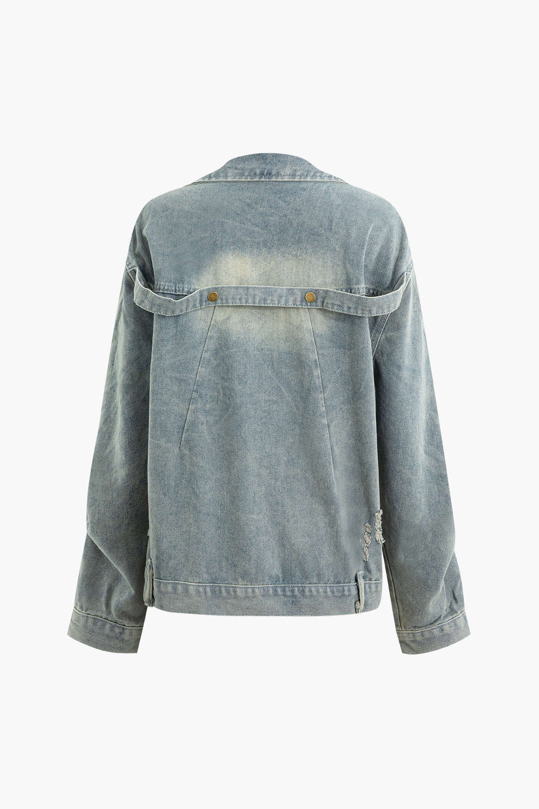 Oversized Distressed Asymmetrical Collar Denim Jacket