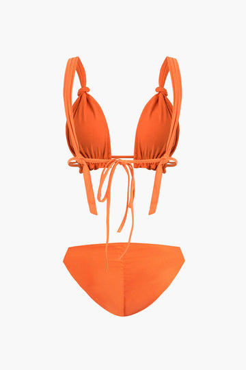 Solid Knot Tie Back Bikini Set