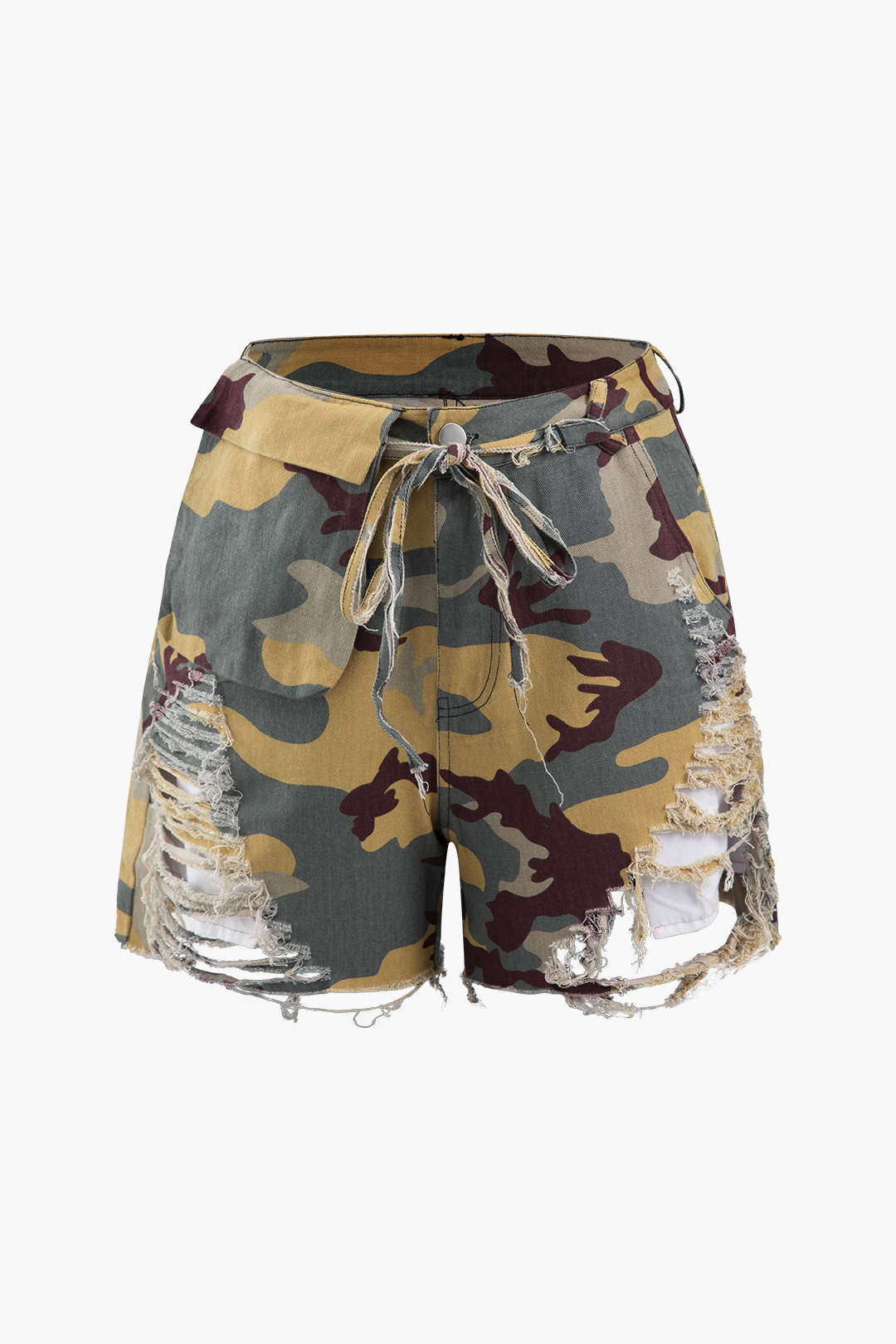 Camo Destroyed Cargo Shorts