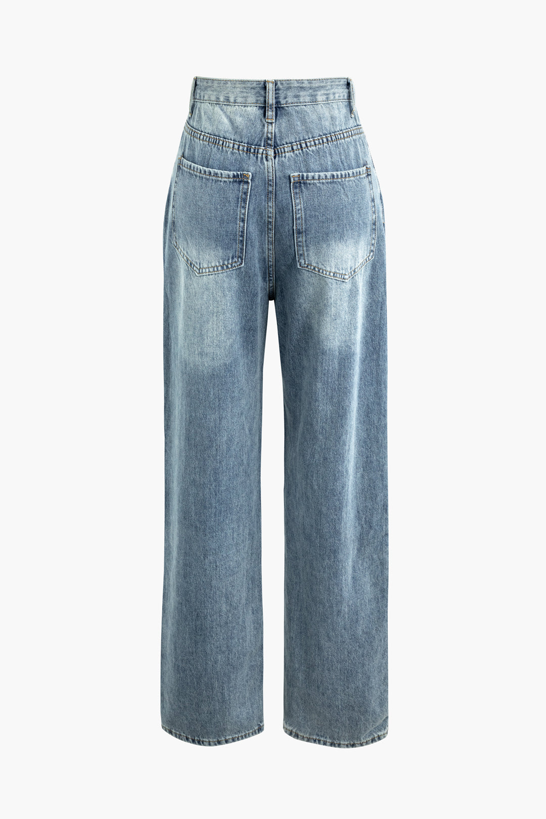 High Waist Pocket Straight Leg Jeans