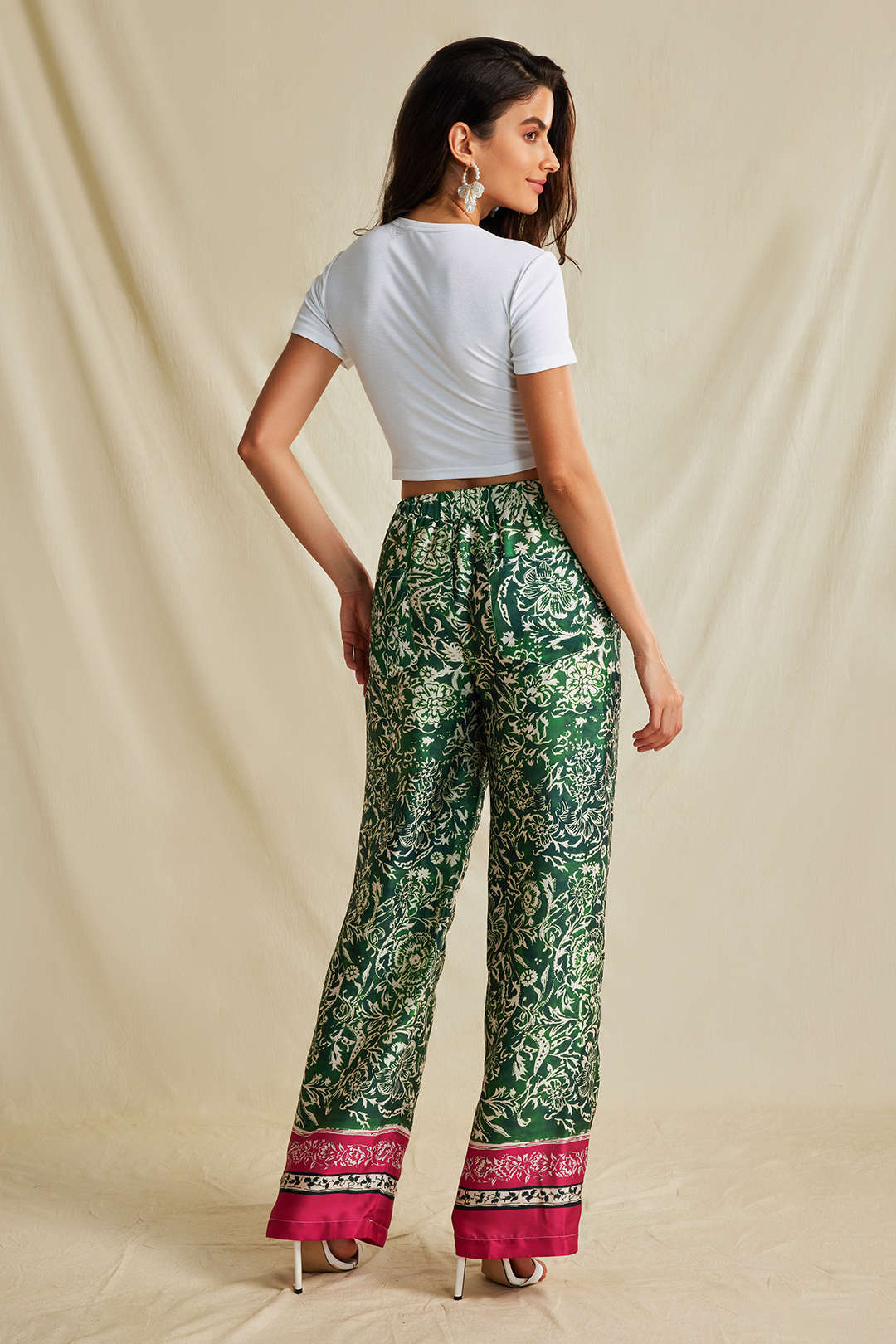 Ethnic Floral Print Wide Leg Pants