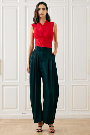 High Waist Pleated Straight Leg Pants