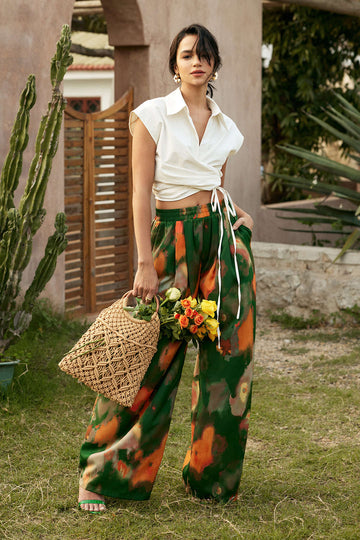 Tie Dye Pleated Wide Leg Pants