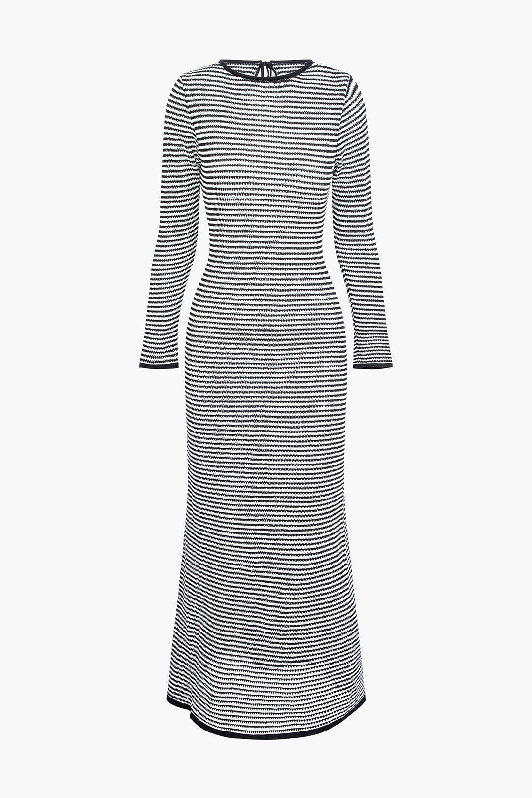 Tie Contrast Stripe Long Sleeve Knit Maxi Dress