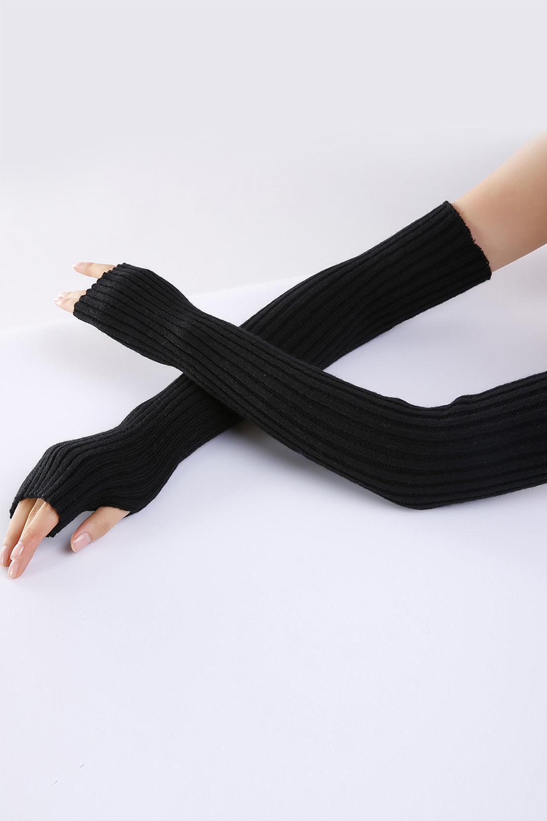 Rib Knit Long Gloves