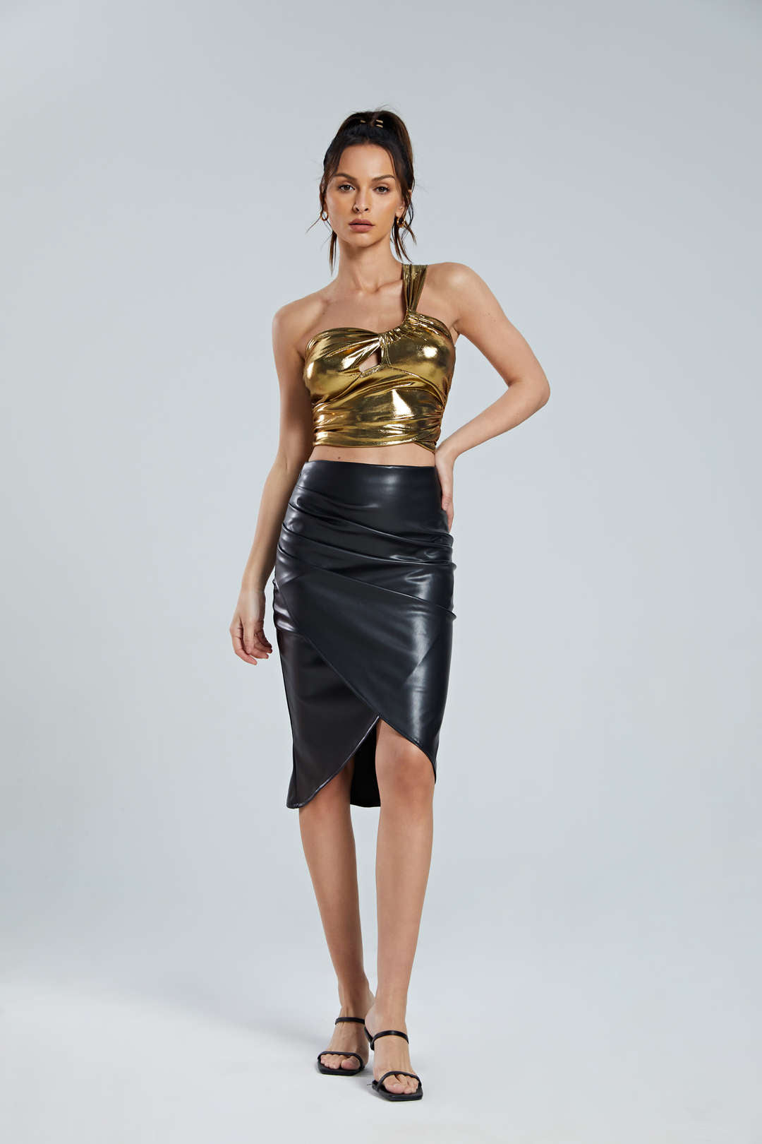 Metallic One Shoulder Cami Top