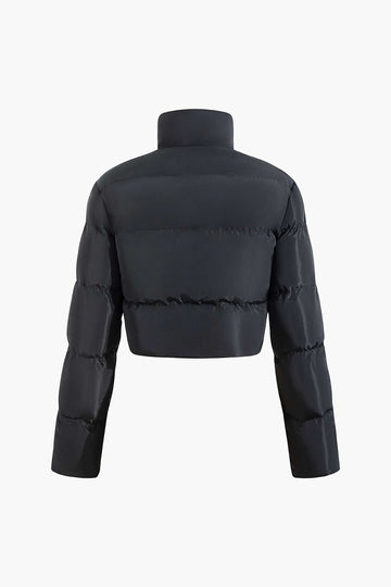 Stand Collar Cut Out Puffer Jacket