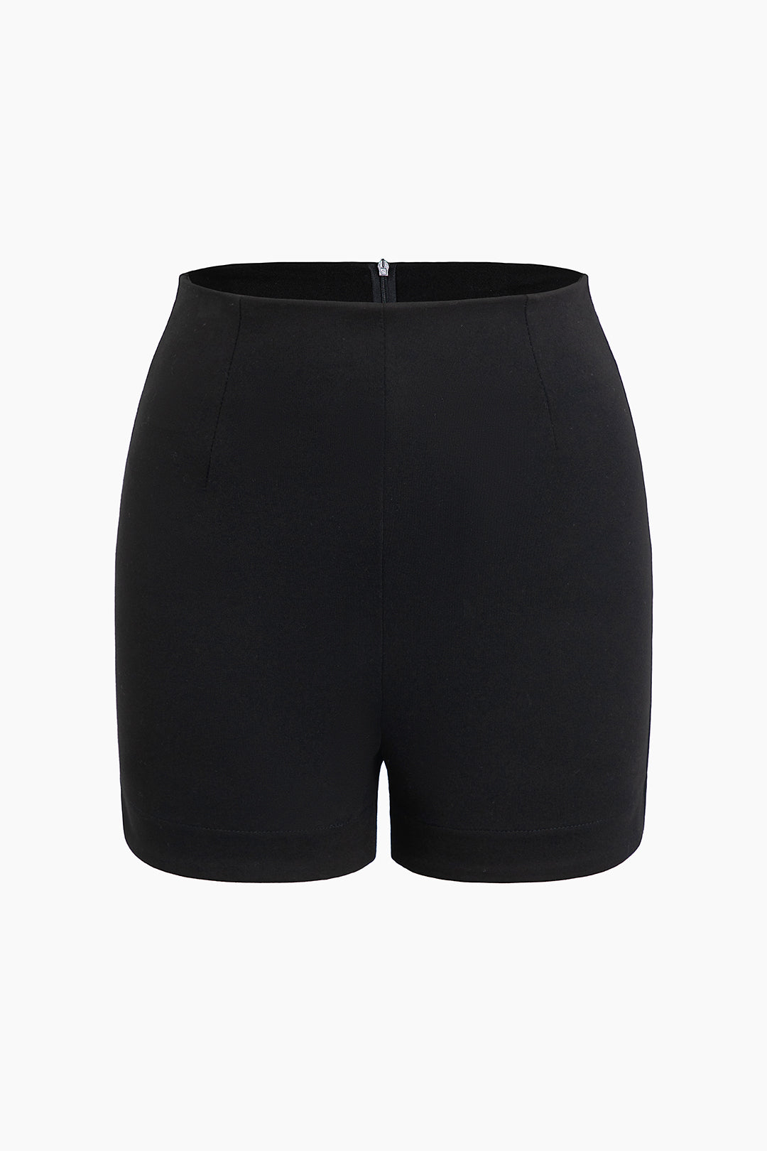 Solid Slim Fit Zipper Shorts