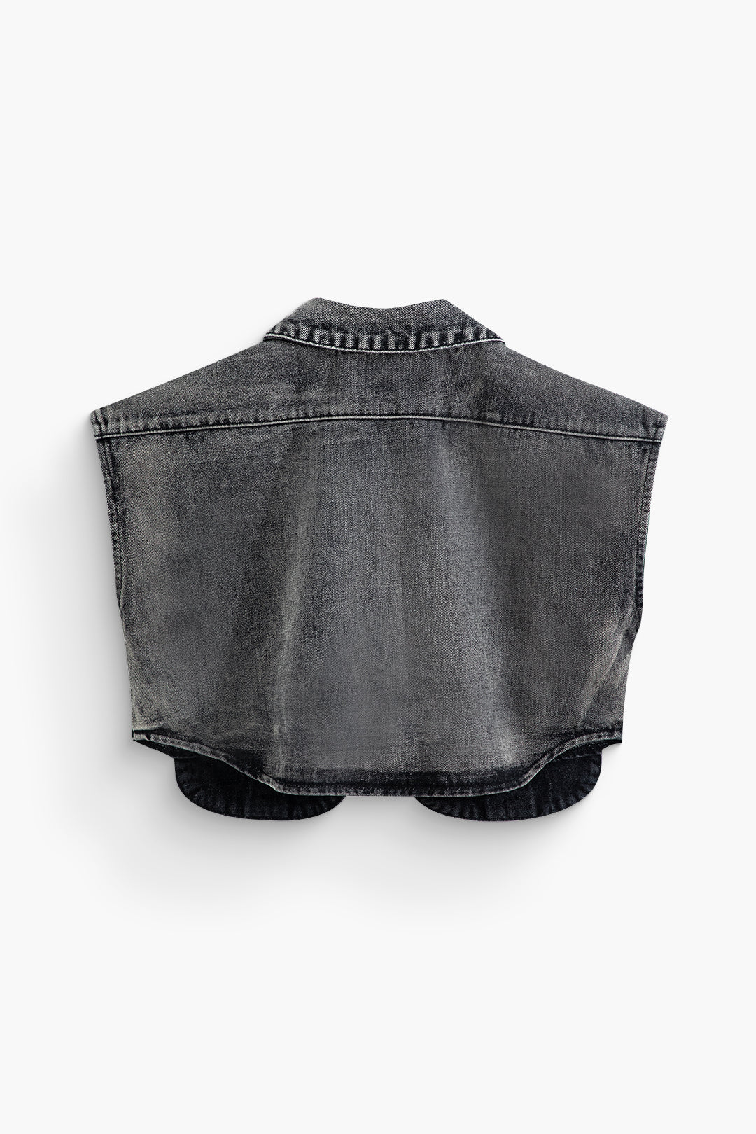 Asymmetric Button Up Flap Pocket Crop Denim Vest