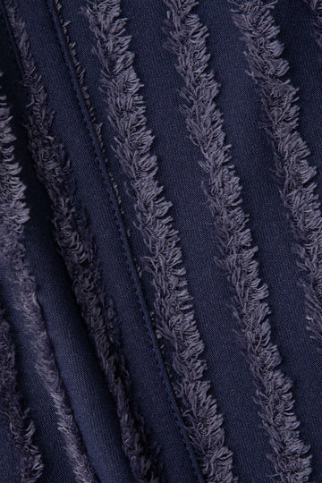 Frayed Detail Ruffle Strapless Maxi Dress