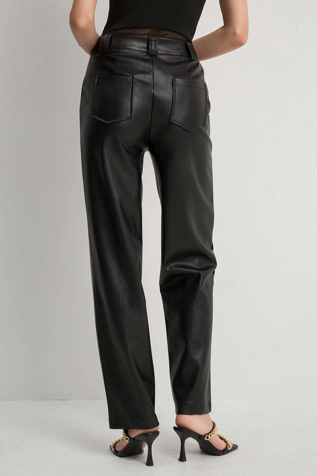 Faux Leather Straight Leg Pants