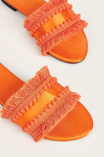 Fringed Flat Slippers