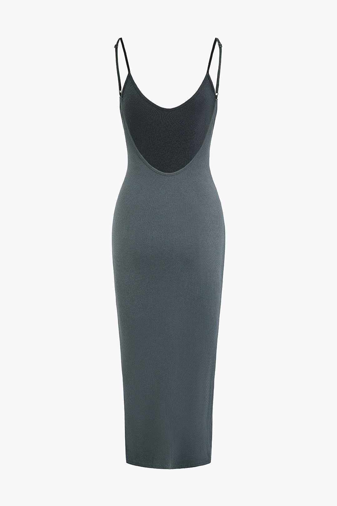 Solid Backless Slip Cami Midi Dress