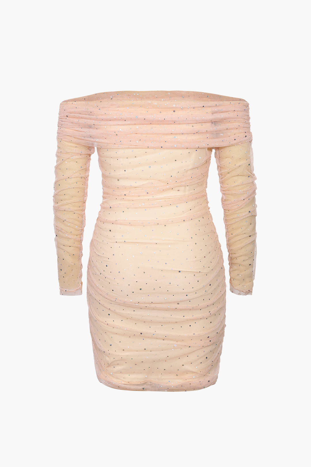 Sequins Mesh Ruched Mini Dress