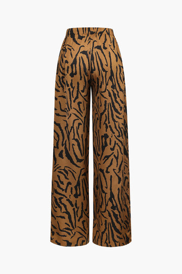 Stripe Print Wide Leg Trousers