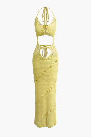 Cut Out Tie Halter Maxi Dress