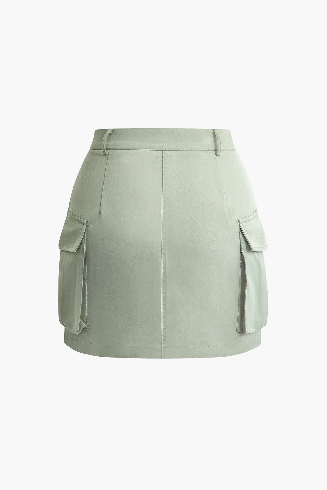 Collared Flap Pocket Drawstring Crop Top And Mini Skirt Set