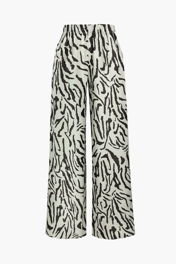 Stripe Print Wide Leg Trousers