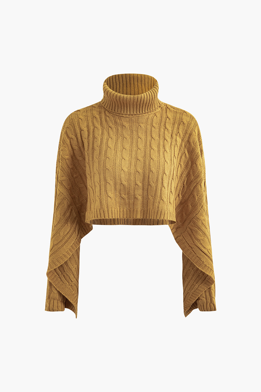 Turtleneck Cape Sleeve Crop Sweater