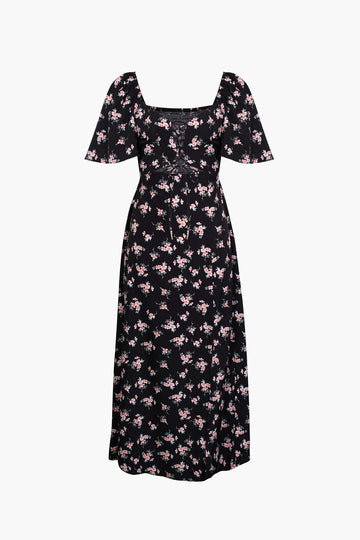 Floral Tie Front Midi Dress