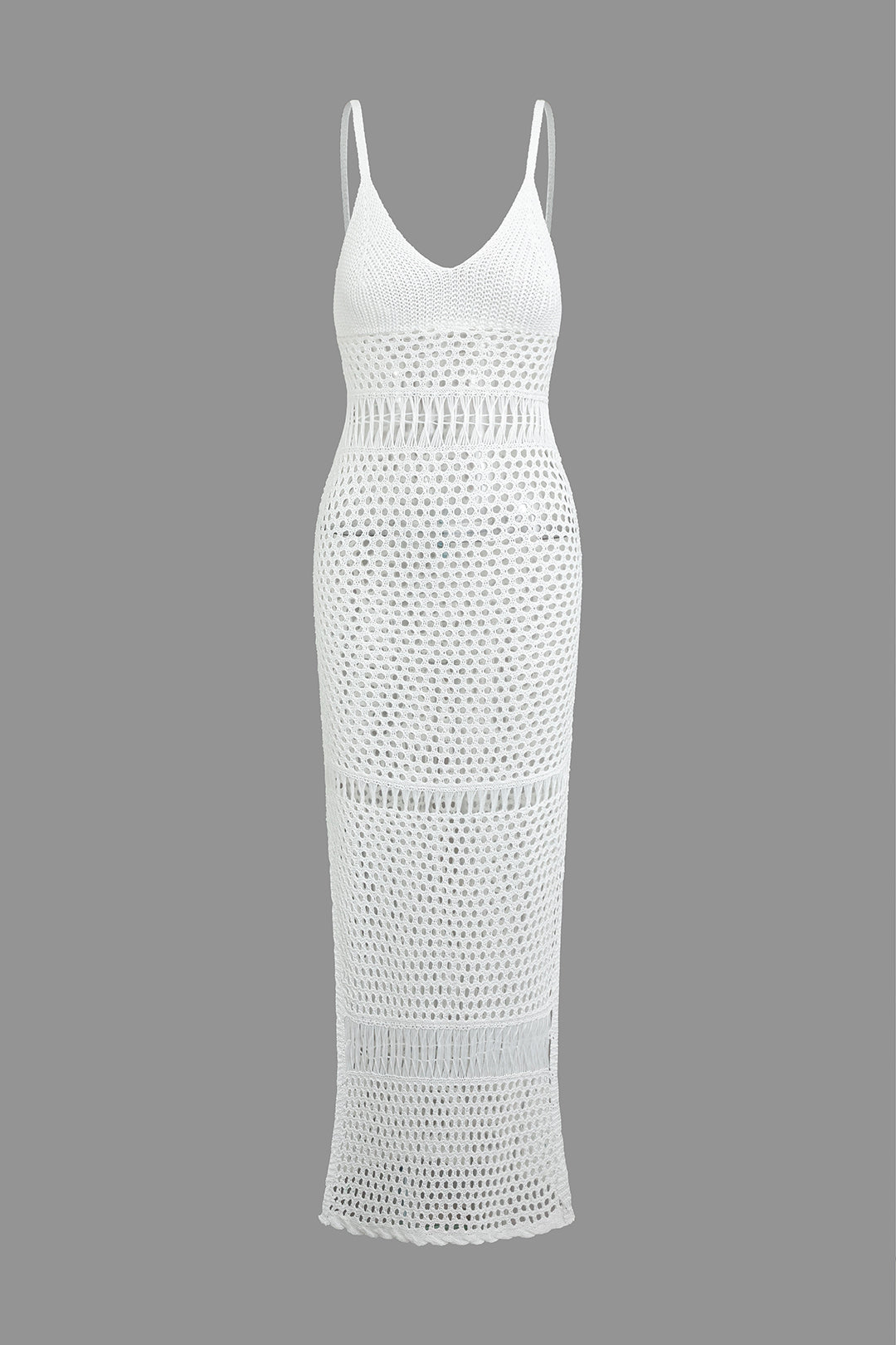 Crochet V-neck Slip Slit Cover Up