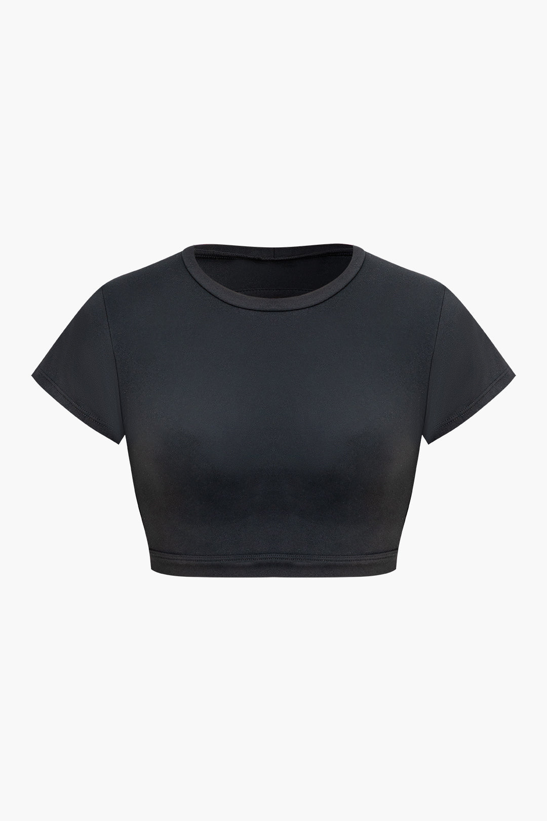 Round Neck Backless Crop T-shirt