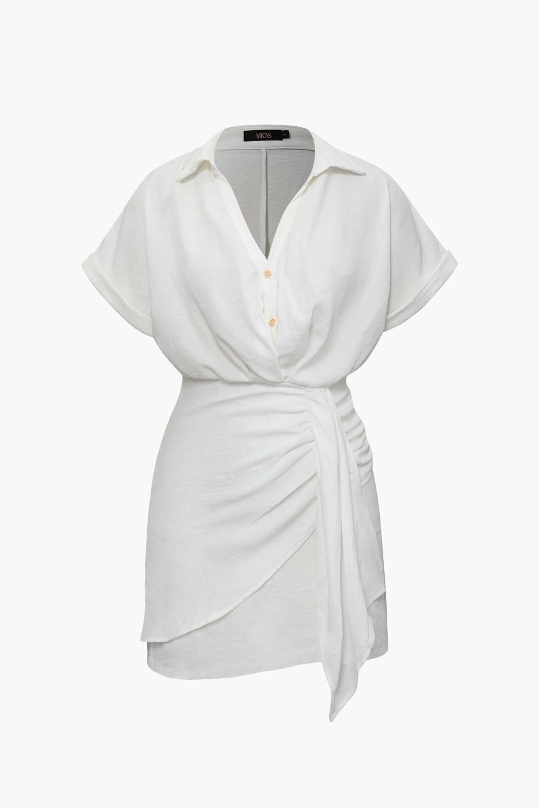 Ruched Detail Mini Shirt Dress