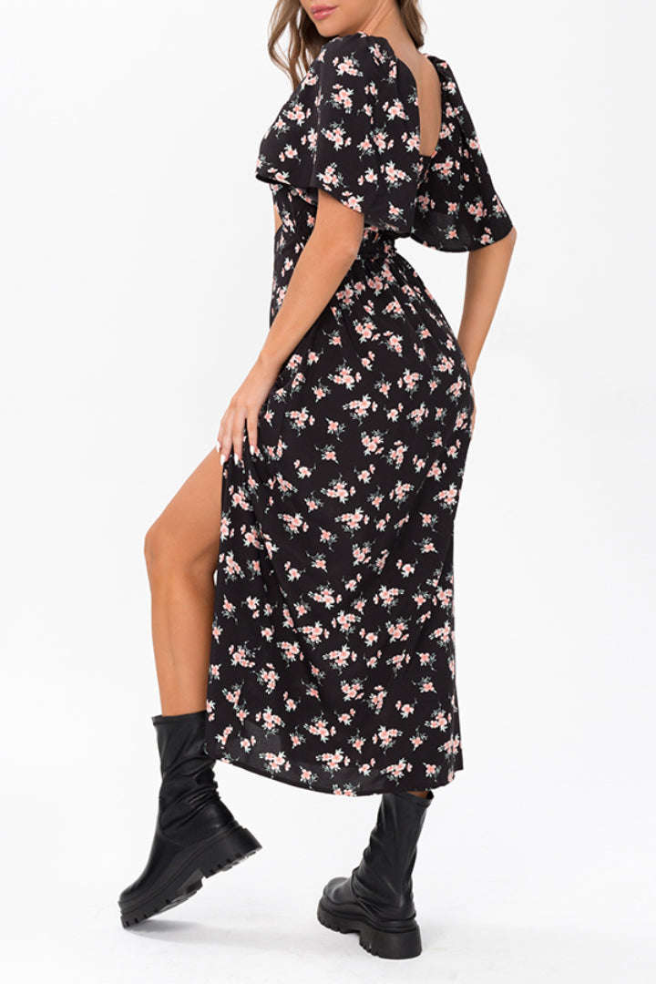 Floral Tie Front Midi Dress