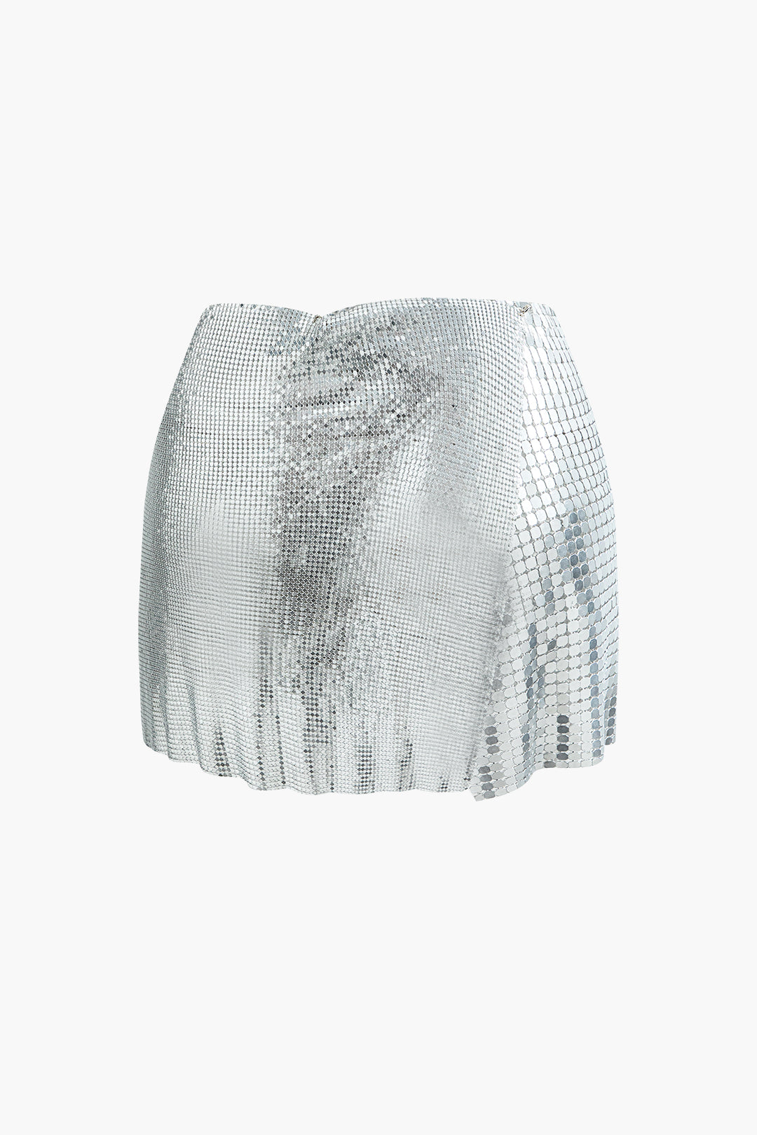 Sequin Paneled Split Mini Skirt