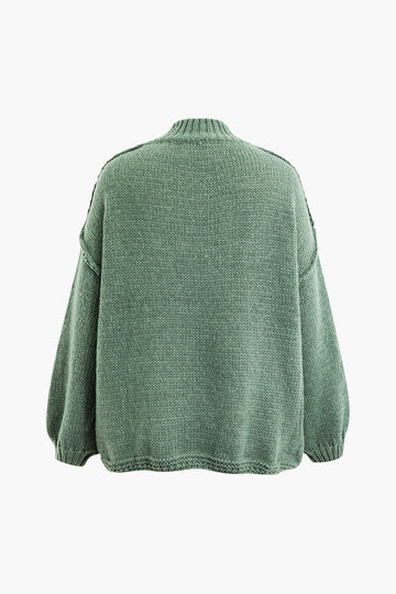 Oversized Seam Detail Mock Neck Sweater