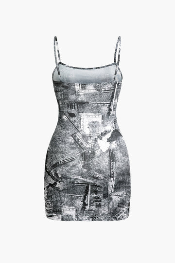 Newspaper Print Cami Mini Dress