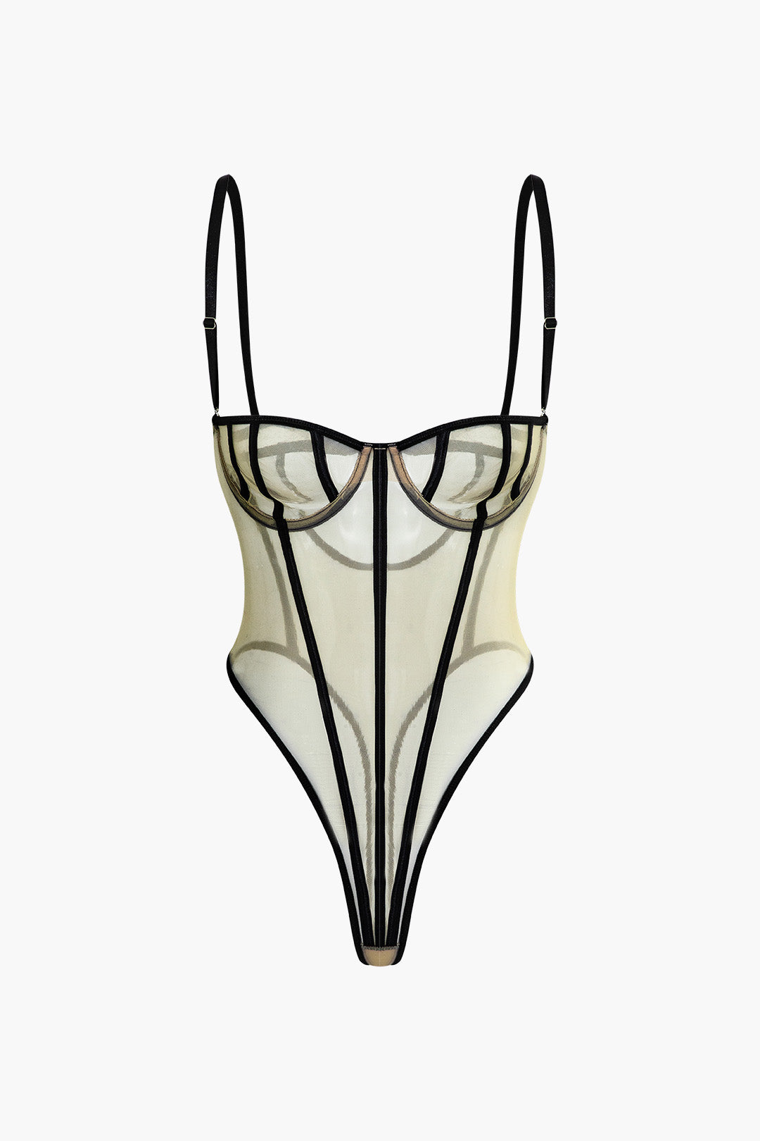 Mesh Cut Out Strap Bodysuit