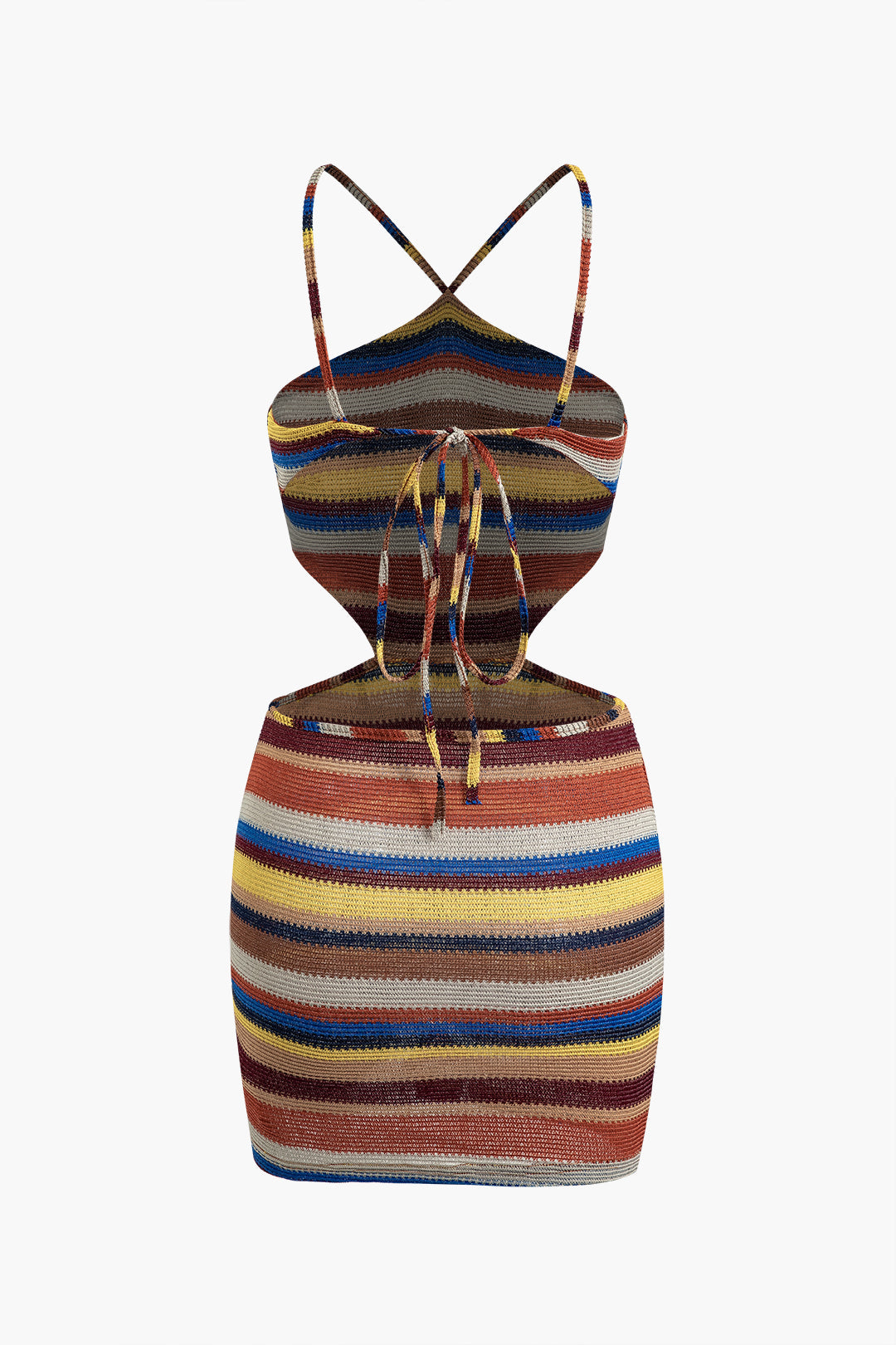 Contrast Tie Backless Knit Mini Dress