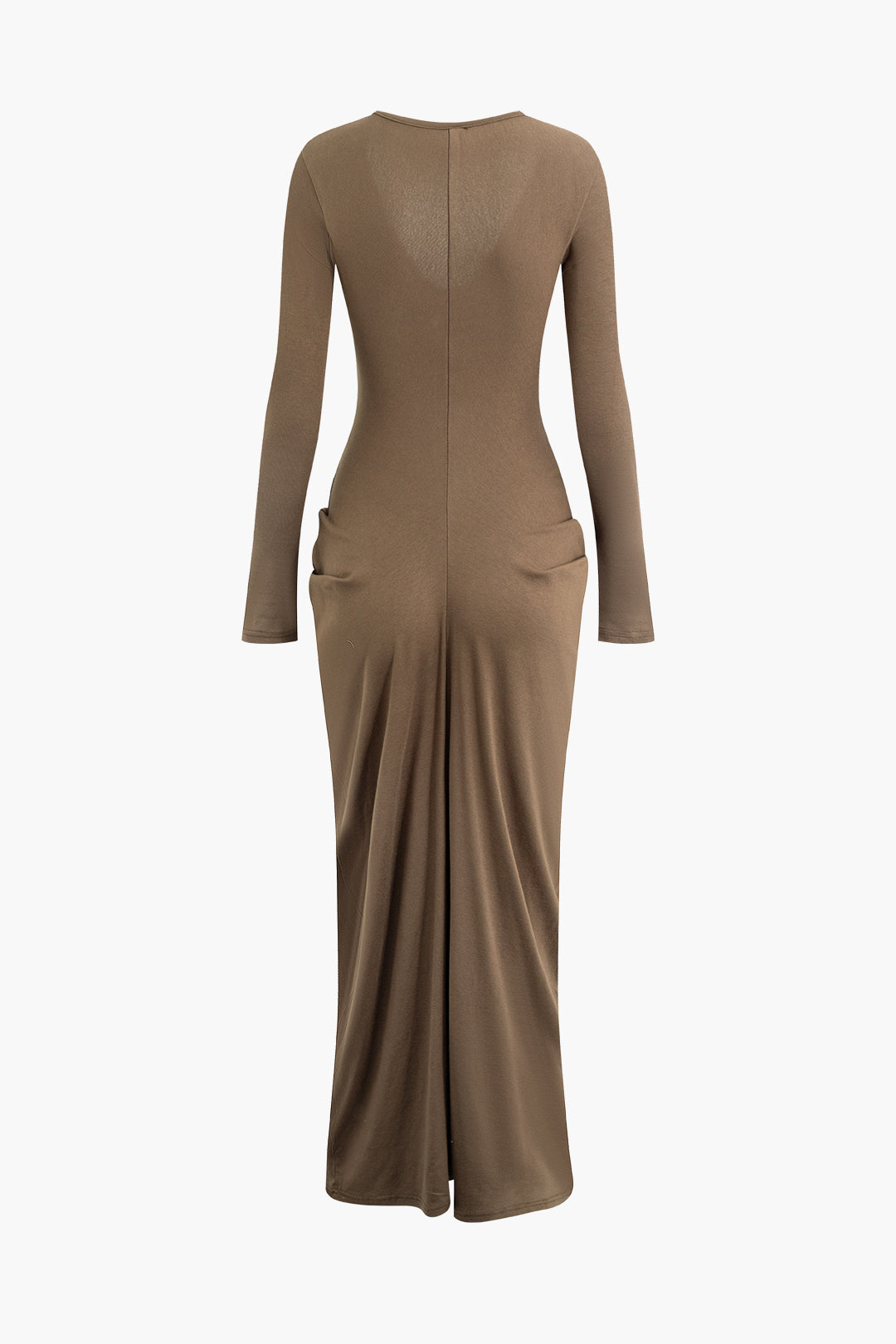 V-neck Ruched Detail Long Sleeve Maxi Dress