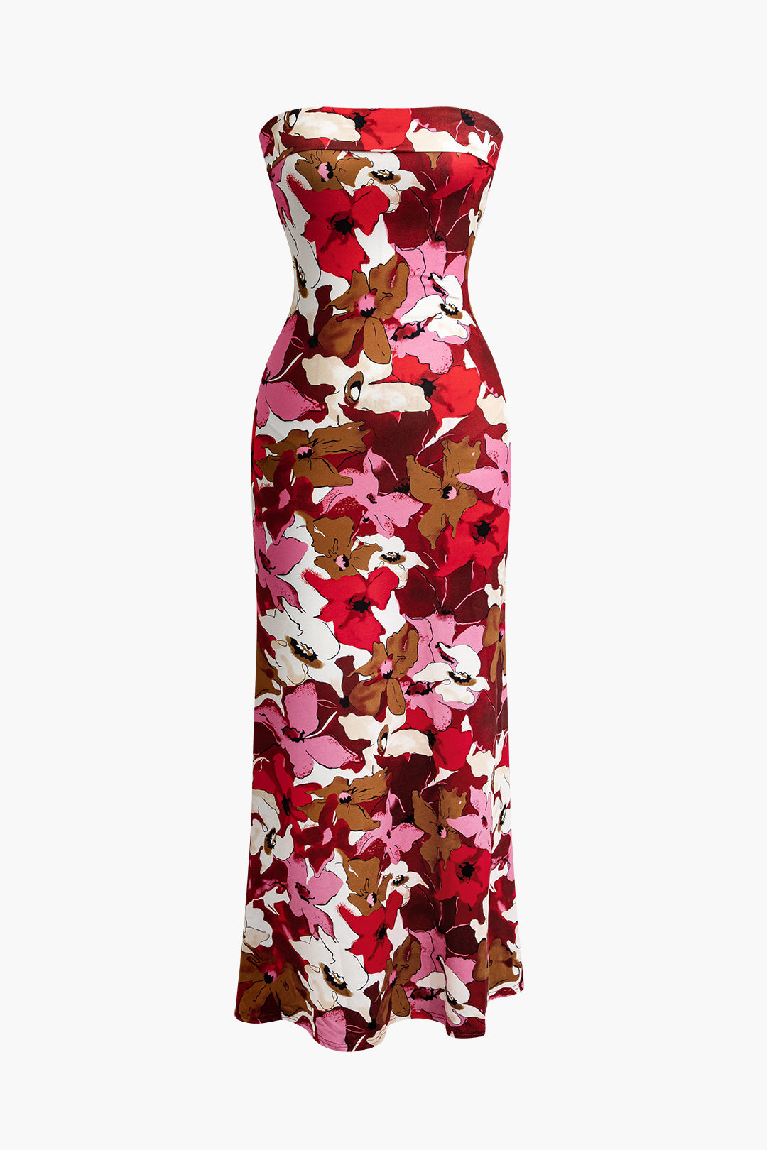 Floral Print Strapless Midi Dress