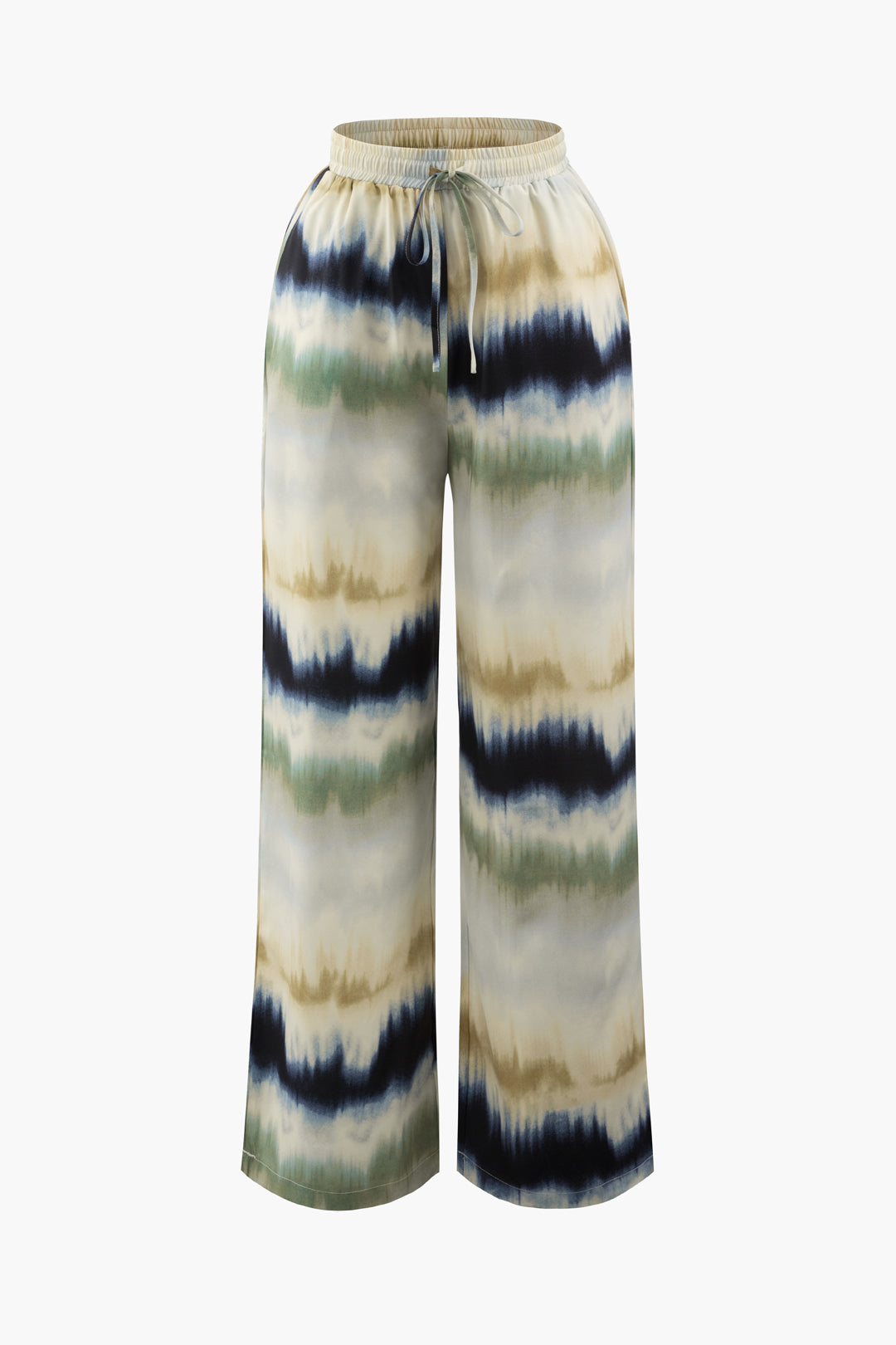 Tie Dye Drawstring Waist Straight Leg Pants