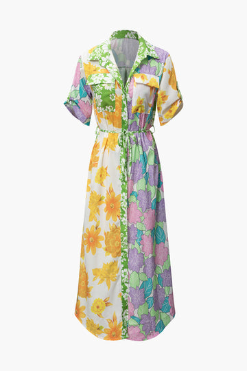 Floral Print Belt Maxi Dress