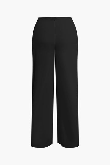 Asymmetrical Ruched Straight Leg Pants