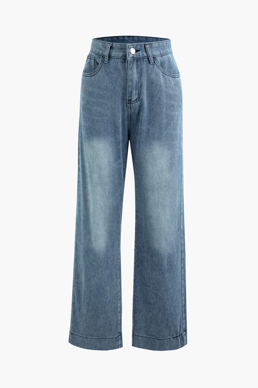 Faded High Waist Straight Leg Jeans