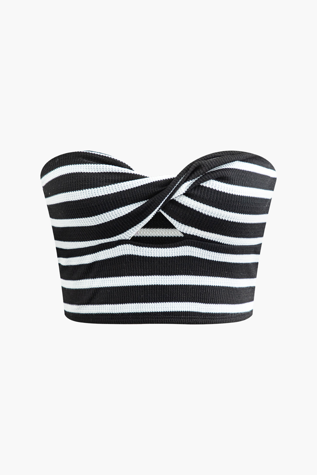 Stripe Twist Cut Out Knit Crop Tube Top